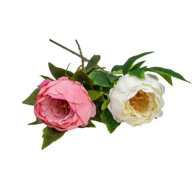 Fleur artificielle décorative "Pivoine", lot de 2