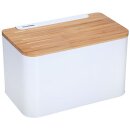 Stainless steel bread box with wooden board - white