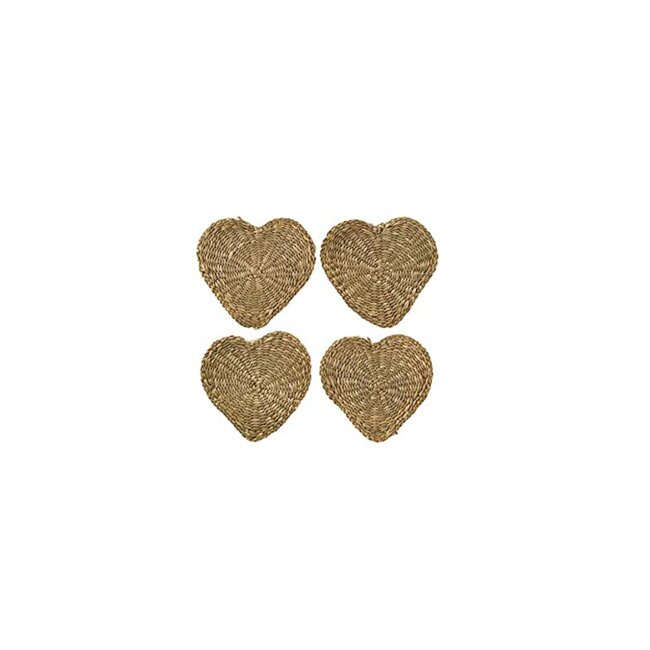 Hjerteformede bordskånere i søgræs, sæt med 4 stk.