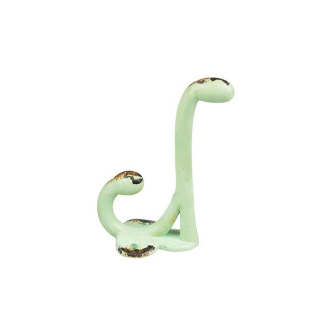 Metalen wandhaak Shabby Chic, groen gelakt