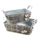 Zinc planter White heart, set of 2
