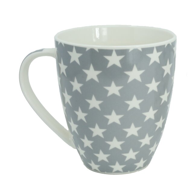 Jumbo-kaffekrus med stjerner, grå/hvide stjerner