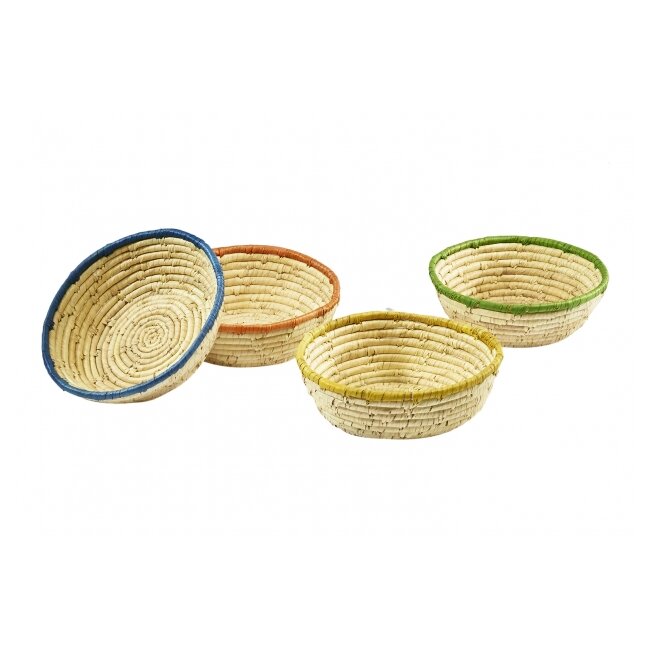 Decorative bowl round palm leaf set of 4 about 24 cm