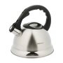 Flute Kettle Kettle 2.2 liters silver with black handle retro stainless steel Kinghoff for induction electric gas stoves