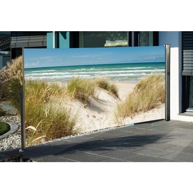 Side awning vertical awning windbreak privacy side blind extendable 160 x 300 cm "Baltic Sea" extension right