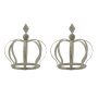 Havedekoration med metalkrone, gr&aring; 19 x 21 cm, s&aelig;t med 2 stk.
