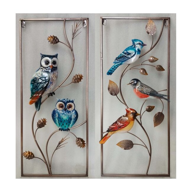 Wall relief birds with frame