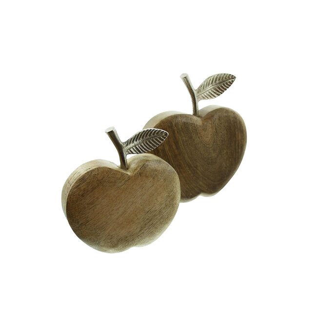 Decorative mango wood apples, set of 2
