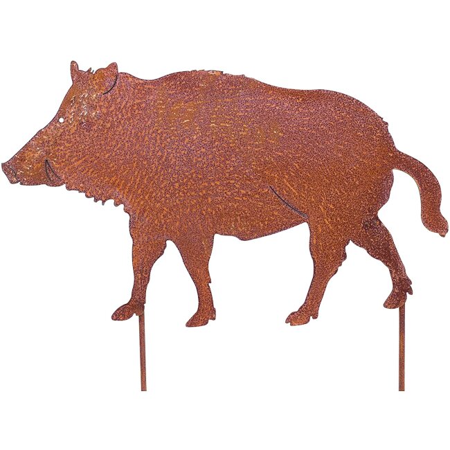 Wild boar metal garden plug rust decoration 60 x 54 cm