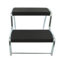 Dubbele opstap voor caravan en camper met antisliplaag - 48 x 44 x 37 cm - in zwart en zilver