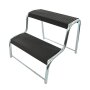Dubbele opstap voor caravan en camper met antisliplaag - 48 x 44 x 37 cm - in zwart en zilver