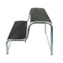 Dubbele opstap voor caravan en camper met antisliplaag - 48 x 44 x 37 cm - in zwart en zilver