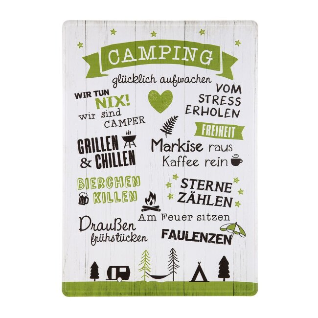 Schild-Weisheit "Camping", ca. 30 x 42 cm