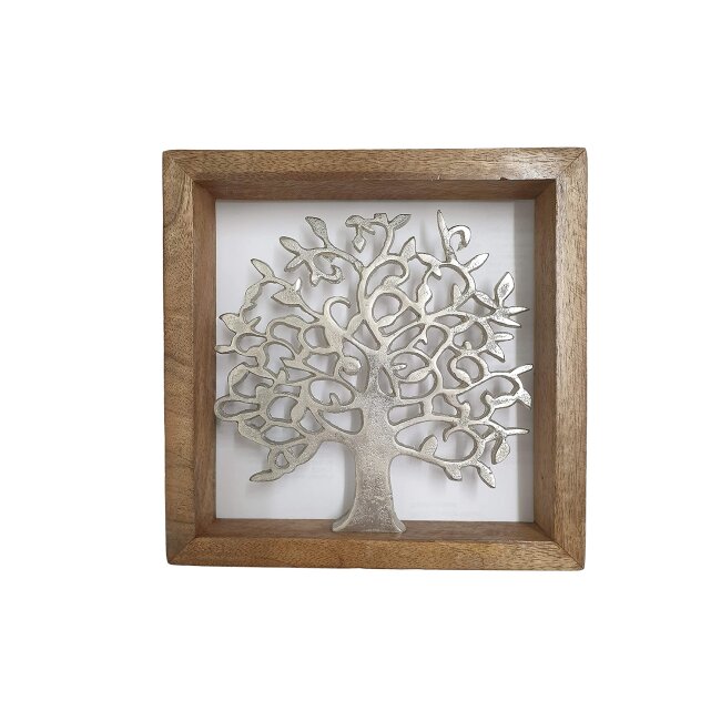 Cadre en bois "Arbre de vie", env. 20 x 20 cm