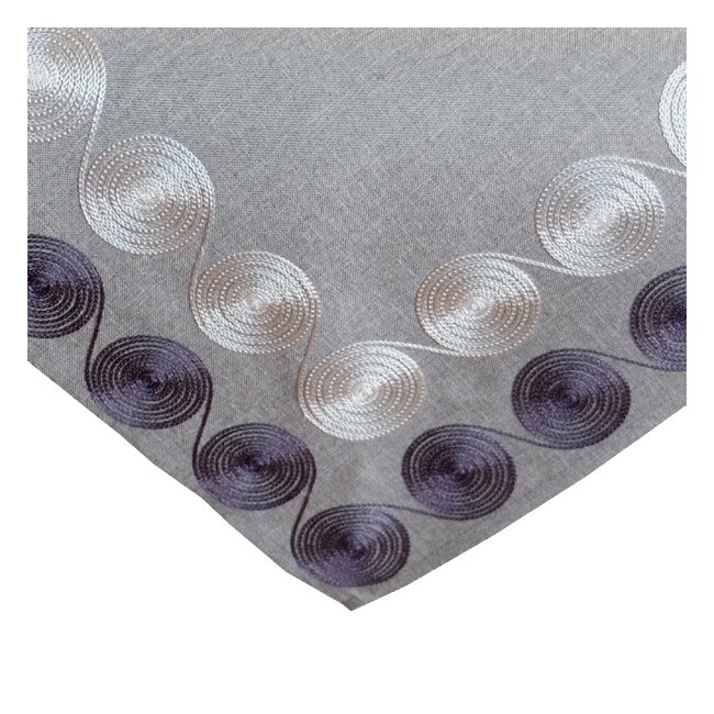 Midtertæppe med broderede cirkler, mørkegrå, ca. 85 x 85 cm