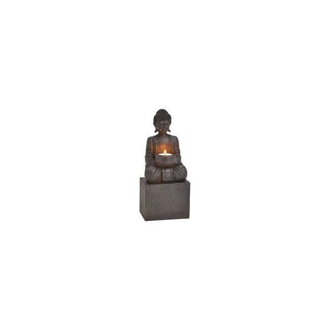 Tealight holder Buddha black, approx. 12 x 30 x 9 cm
