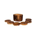 Olive wood coasters round set of 6 about 9 cm | rustic