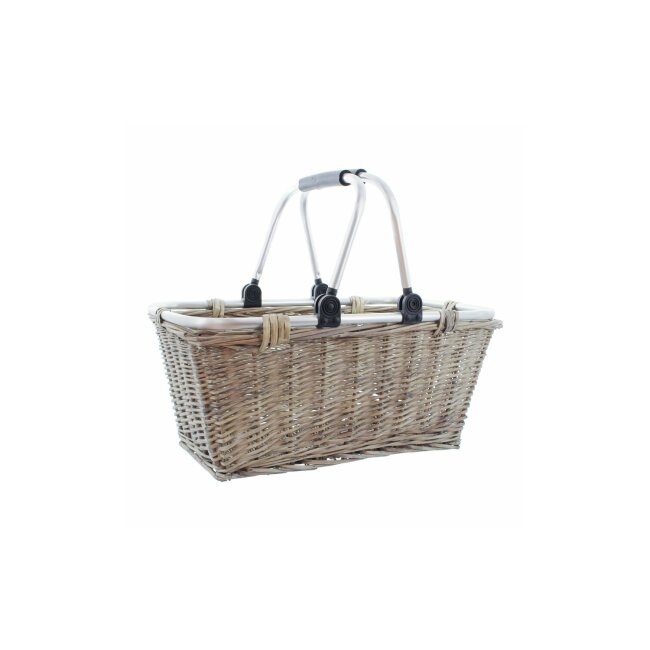 Shopping basket "Shopping", whitewashed gray, approx. 46 x 28 x 22 cm