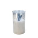 LED candle in glass, gray, approx. Ø 7.5 x 12.5 cm