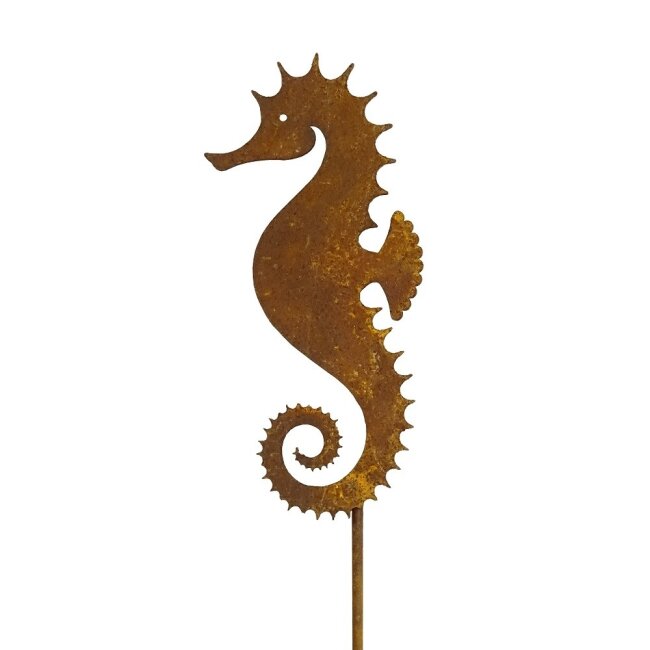 Rust seahorse with stick