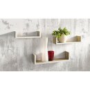 V&aelig;ghylde "Naturtr&aelig;" hvid i s&aelig;t med 3 stk.