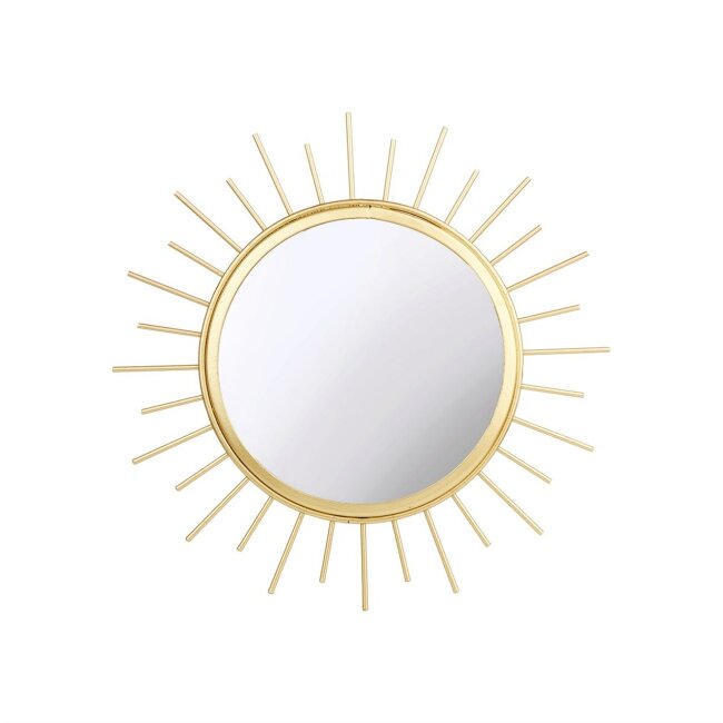 Beautiful wall mirror in gold "SUNBURST" I 24 cm diameter