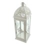 Metal lantern baroque white lacquered with glass inserts 39 cm