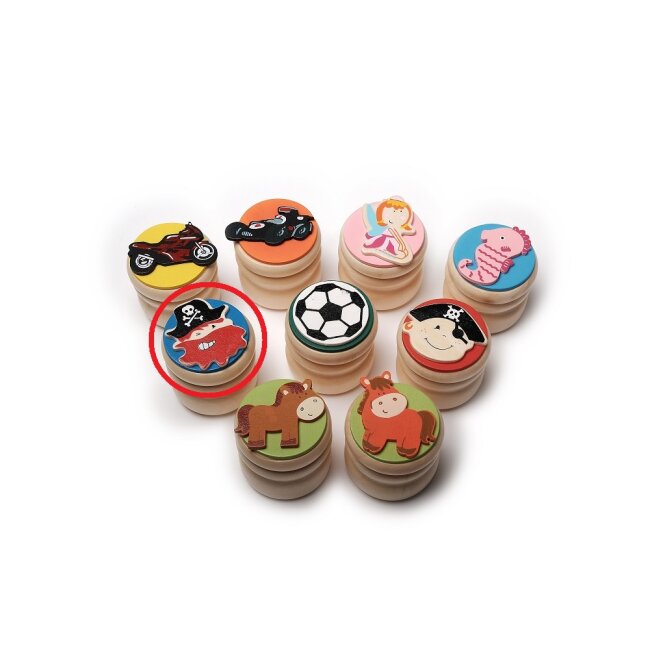 Melktandendoosje van hout diverse motieven piraat