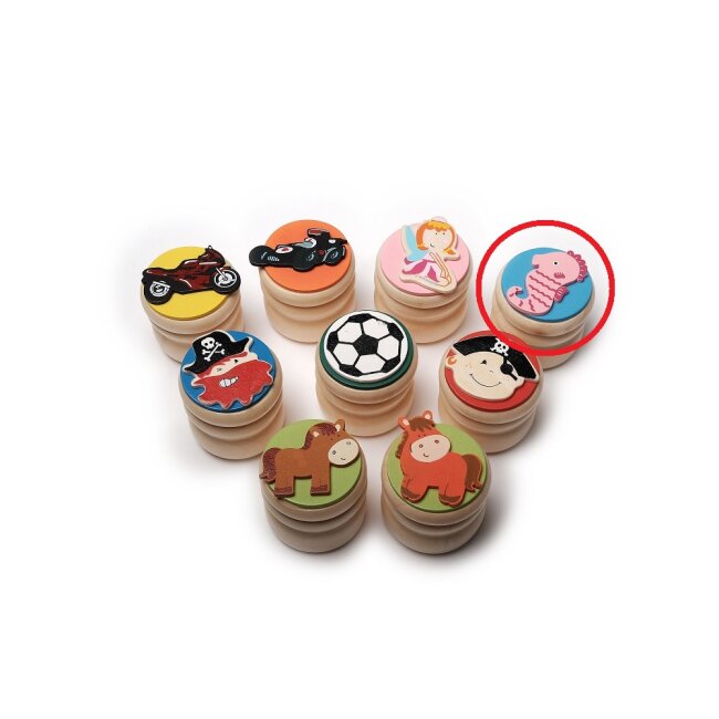 Melktandendoosje van hout diverse motieven zeepaardjes