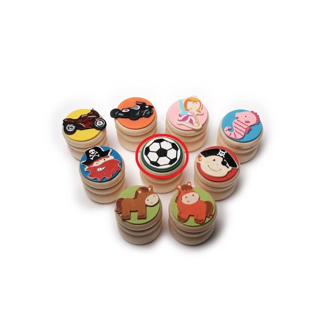 Melktandblik van hout diverse motieven voetbal