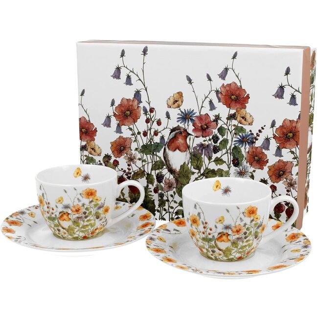 Espresso cups and saucers 110 ml set of 2 WILD BIRD
