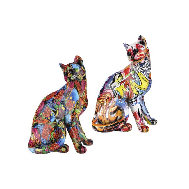 Grappige kleurrijke decoratieve kat, ca. 23 × 29 × 16 cm, twee ontwerpen