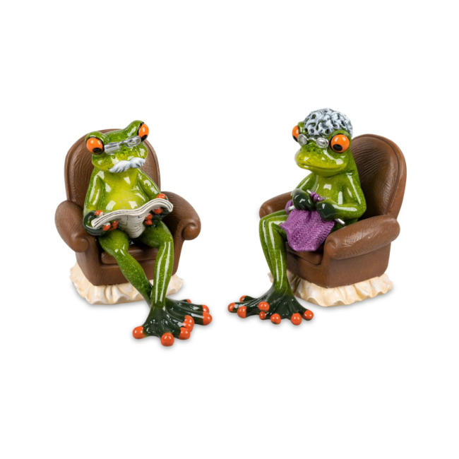 Funny frog figurine "Pensioner