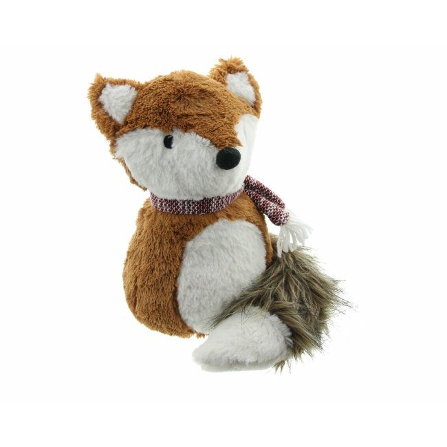 Cale-porte petit renard avec queue en peluche, renard rouge brun en polyester