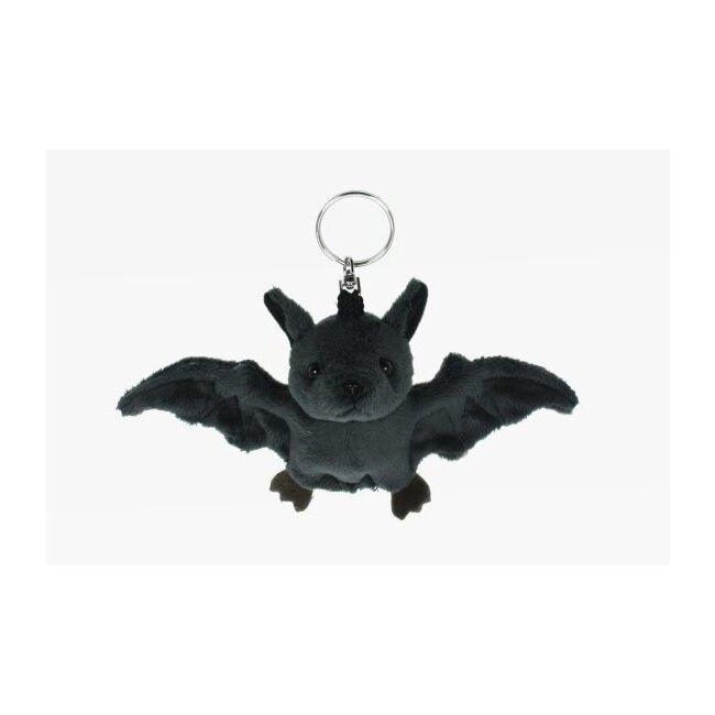 Cute plush key ring, black polyester bat with metal key ring