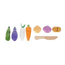 Creative wooden vegetable set for cutting, playful learning with vegetable basket