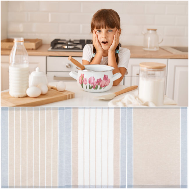 S&aelig;t med 3 HL-k&oslash;kkenh&aring;ndkl&aelig;der landhus 50 x70