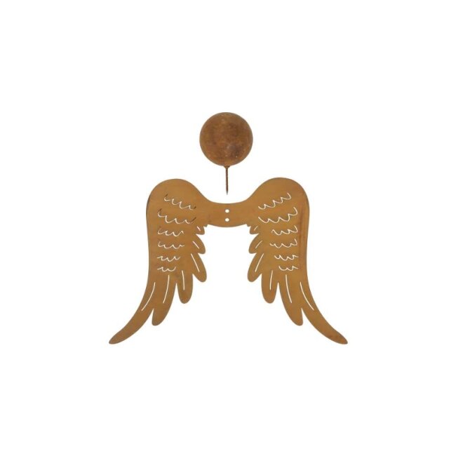 Zeitloser Engel zum Montieren, Engel und Fl&uuml;gel aus frostfreiem Eisen in Rost Optik