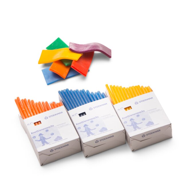 Modellervoks, 4 farver at vælge imellem, 15 blokke pr. farve