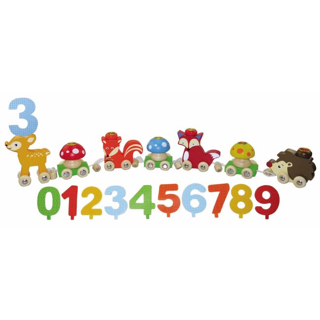 Trein bosdieren voor verjaardagstafel, hout, ca. 56 x 7,5 cm